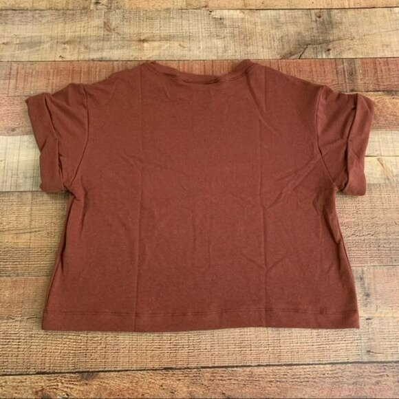 Bucket list women’s Be happy cuffed short sleeve tee in brown - S - Picture 3 of 6